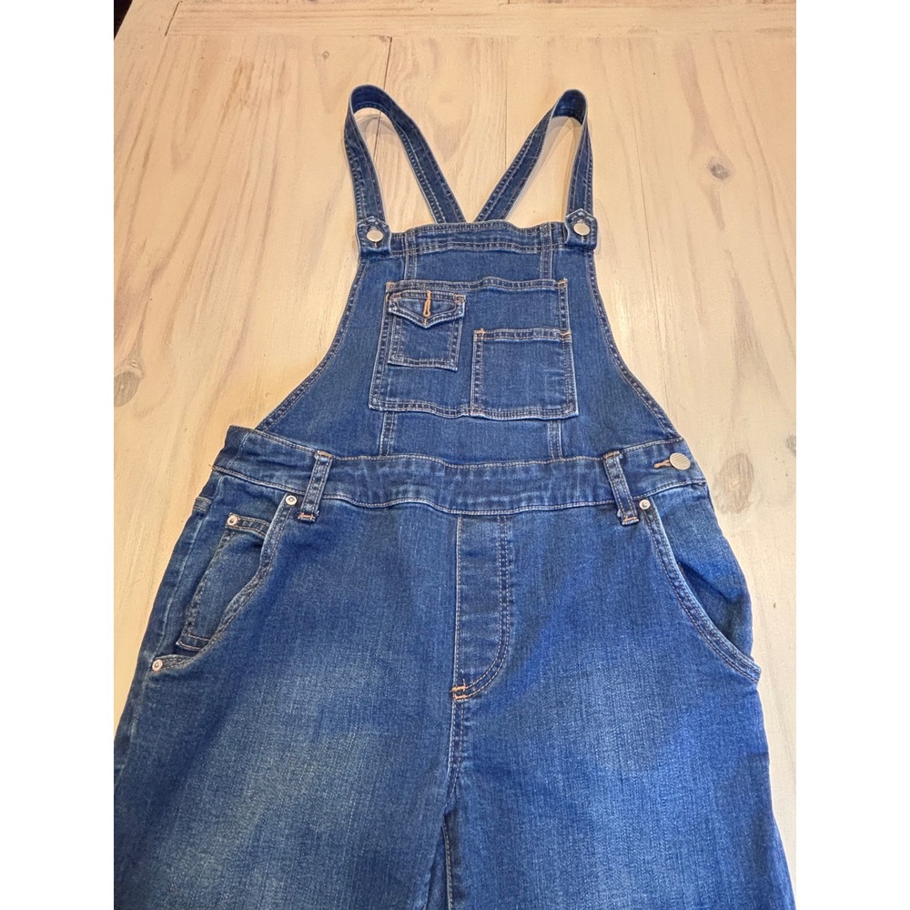 Free People Slim Fit Denim Overalls Medium Wash Blue W28 OB454150 - Picture 9 of 13